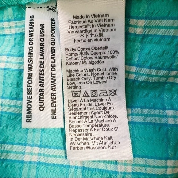 NWT! J. Crew Seersucker Ruffle Neck Mini Dress in Radiant Aqua. Size 10. - Picture 12 of 14